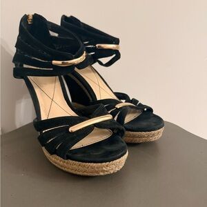 Isola Black and Gold Strappy Heels